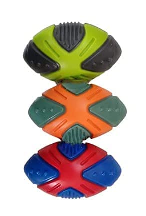 Rvpaws NonToxic Interactive Soft Latex Training Squeaky Cross Design Rugby Toy For Puppy And Dogs  1 Pcs (Color May Vary)