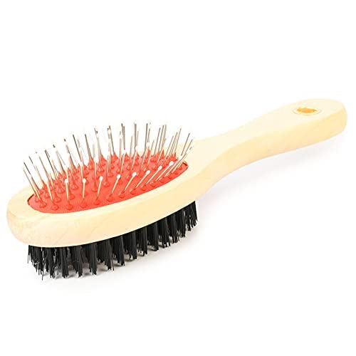 Vip Collection Wooden Dog Brush, Double Side Grooming & Shedding Comb (Medium)