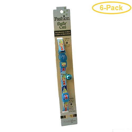 Safe Cat Adjustable Breakaway Cat Collar Blue Fish