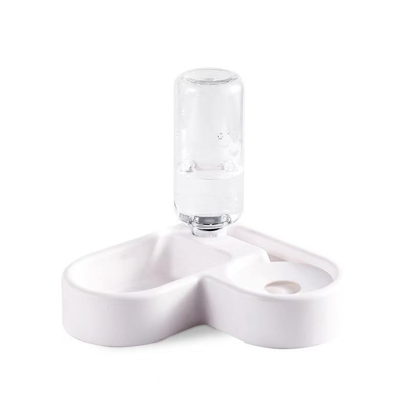 Conziv Heart Shaped Double Bowl On A Stand With A Food Compartment Pet Love Bowl Automatic Drinker And Feeder For Cats And Dogs(