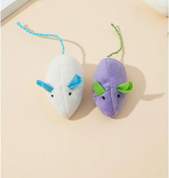 Bohobark Furry Cat Toy Mice Rattle Small Mouse Kitten Interactive Chasing, And Playing Cat Toys