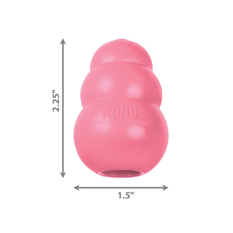 KONG Puppy Teething Rubber Chew Toy - Stuffable Fetch Toy for XS Puppies - Pink - Durable, Safe, Perfect for Chewing and Playtime