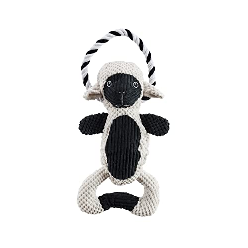 Charming Pet Scrunch Bunch Lamb Interactive Plush Squeaky Dog Tug Toy