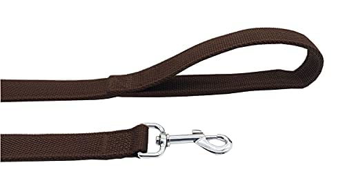 Strong Nylon Dog Leash With 2-Layer, 4 Ft/ 6 Feet Long, 1 Inch Wide For Medium Large Dogs (1'' X 5 Ft, Brown)