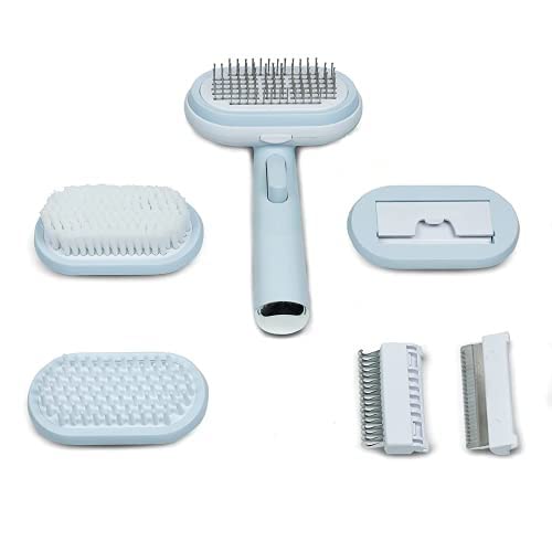 Pups&Pets 5 In 1 Pet Grooming Kit Pin Brush, Bristle Brush, Dematting Comb, Deshedding Comb, Massage And Bath Brush For Dogs & C