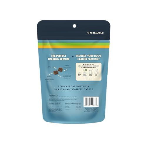 Jiminys Chewy Training Treats for Dogs, Low Calorie, Hypoallergenic Insect Protein, Made in USA, 6oz, Peanut Butter & Cranberry