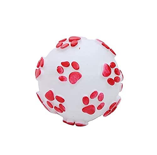 Pet Guard Pet Dog Paw Print Ball Toy Sound Squeaky Squeaker Dog Cat Chew Interactive Ball Squeak Playing Toy(1pcs)