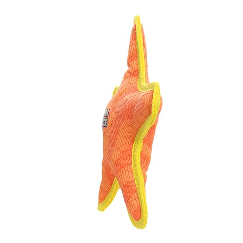 Dura Force - Durable Woven Fiber - Star Orange & Yellow - Squeakers - Multiple Layers. Made Durable, Strong & Tough. Interactive