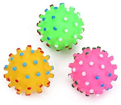 Pups&Pets Natural Rubber Pet Thorny Ball Chew Toy Puppy Teething Chew Toy With Sound Interaction And Play For Dogs, Cat And Pupp