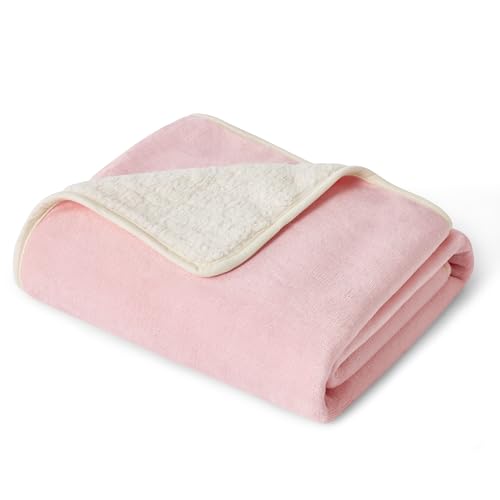 Bedsure Waterproof Blanket For Bed - Sherpa Fleece Waterproof Dog Blankets For Large Dogs, Pet Blankets For Bed/Couch/Dog Crate, Soft Plush Reversible Furniture Protector, Twin Size, 80'X60', Pink