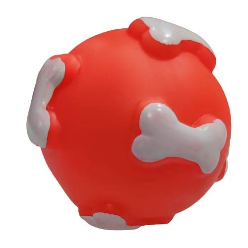 Psk Pet Mart Print Ball Bone Design Pet Squeaky Chew Toy Ball For All Dog Colourful 1 Pcs
