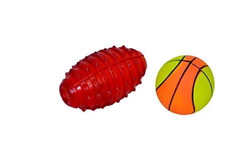 Pet Guard Tennis Bouncy Ball With Multicolored Toy For Dog (Combo Of 2, One Ball And One Toy Each).