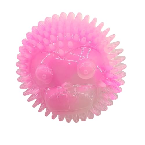 Woofy Pets Face Shape Spike Ball | Squeaky Sound 3.5 Radium Glowing Interactive Toy | Teeth Cleaning Ball For Puppies And Dogs