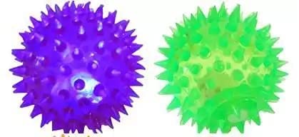 Rvm Toys 2 In 1 Qty 2 Rubber Spiked Ball With Led Flash And Sound As Dog Chew Toy Or To Play Or Puppy Teething Toy 3 Inches