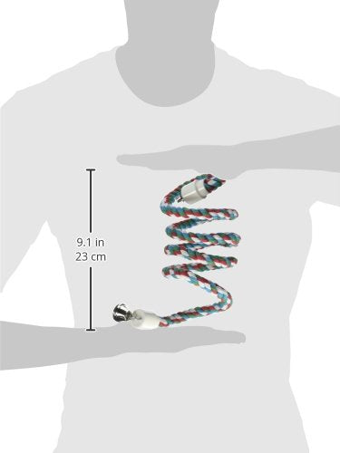 A&E CAGE COMPANY HB551 Happy Beaks Cotton Rope Boing with Bell Bird Toy, 5 by 52", Multicolor