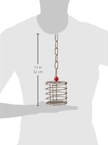 Featherland Paradise, Stainless Steel Baffle Cage, Durable Hanging Foraging Toy Feeder, Small