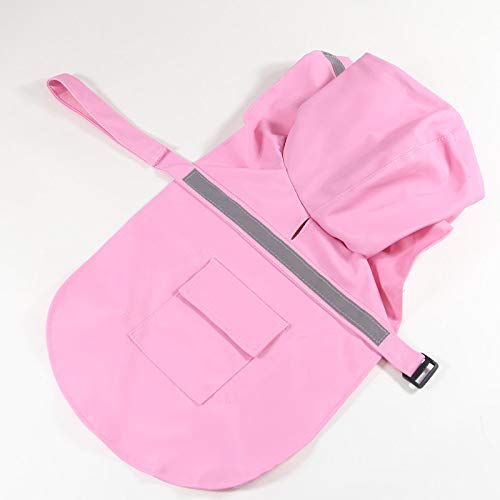 Mikayoo Large Dog Raincoat Adjustable Pet Waterproof Clothes Lightweight Rain Jacket Poncho Hoodies with Strip Reflective(Pink,X