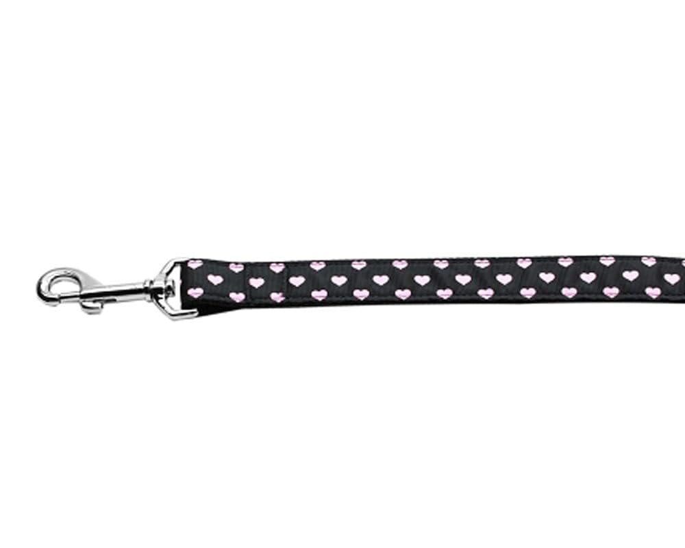 Pet Dog and Cat Nylon Collar or Leash, "Pink & Black Dotty Hearts" 5/8" w x 6 ft. leash