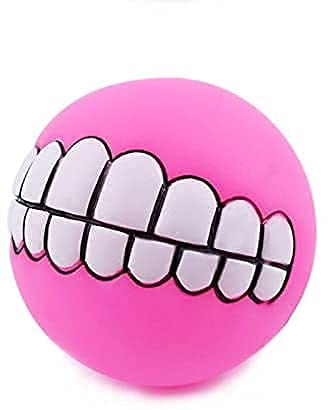 Dog Trust Funny Dog Teeth Ball For Dogs, Fun Pet Toy With Human Smile Design And Squeaker, Nontoxic For Puppy Small Medium Or La