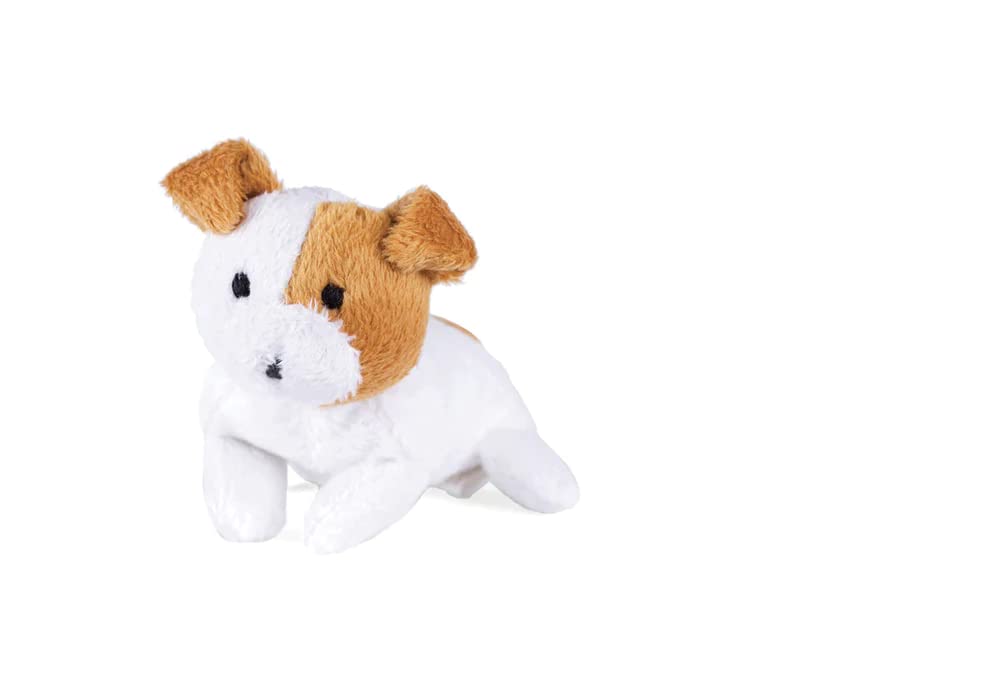 Oscar Newman Jack Russell Pipsqueak Toy, 5-Inch Length, White And Tan