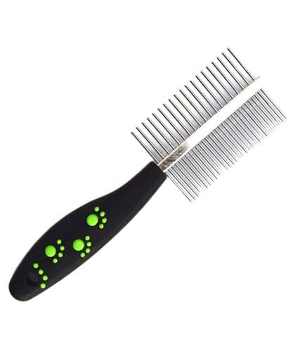 Hurrypets Dog & Cat Doul Sided Comb Brushes For Long, Short Hair Stainless Steel Bristle For Shedding Grooming Easy To Use Multi