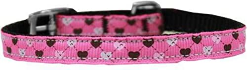 Mirage Pet Products Argyle Hearts Nylon Dog Collar with Classic Buckle 3/8" Tan, Size 16