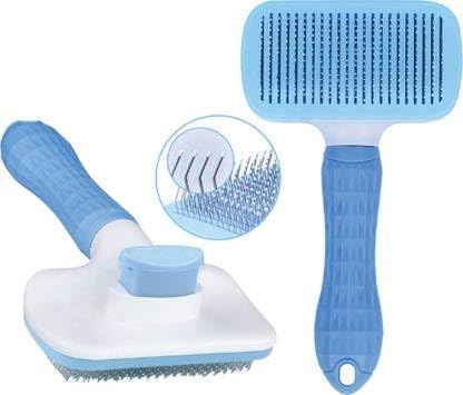 Chullbull Pet Products Self Cleaning Slicker Brush For Dogs & Cats | Removes Loose Hair, Mats & Tangles | OneClick Hair Removal