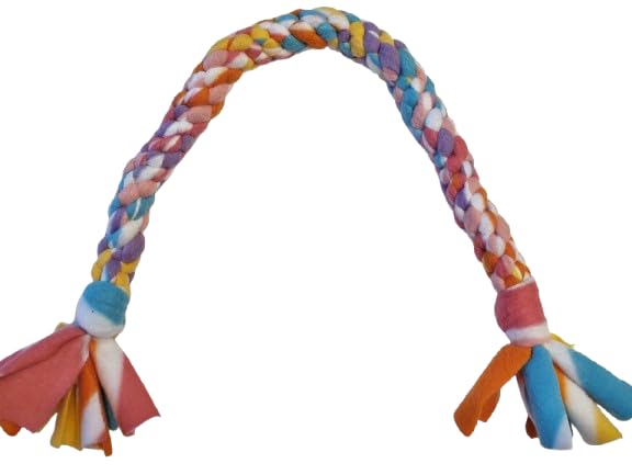 Dog Puppy Tug Pull Toy Rope Play Durable Interactive Entertaining Heavy Duty Fleece Round Square Braid (Rainbow)
