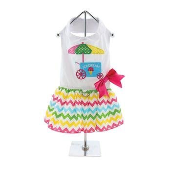 Doggie Design Ice Cream Cart Dress W/Matching Leash (Small)