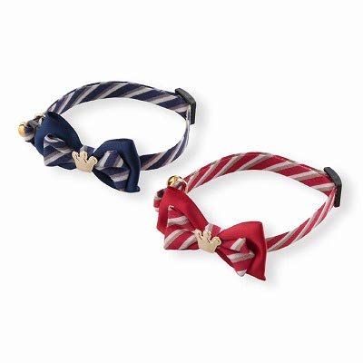 Necoichi Regal Crown Cat Collar (Red) With Bell Safety Breakaway Soft Lightweight For Cats Kitty Kitten Japanese Stylish Pattern, No.1 Seller In Japan