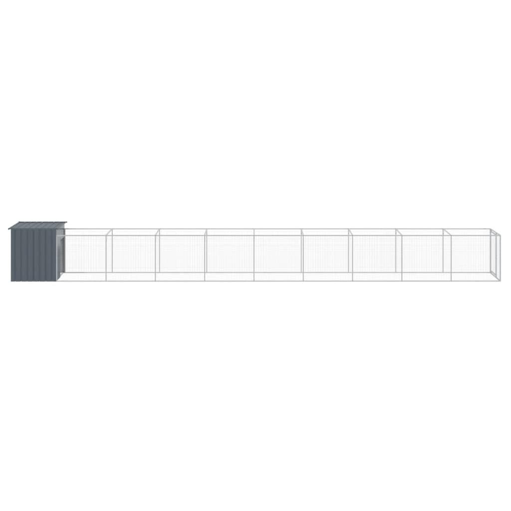 vidaXL Dog House with Run Anthracite 43.3x400.4x43.3 Galvanized Steel