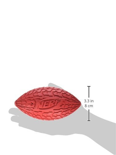 Nerf Dog Tire Football Toy - Interactive Squeaker, Durable Rubber, 6" Diameter, Red, Model 1570 for Medium/Large Breeds