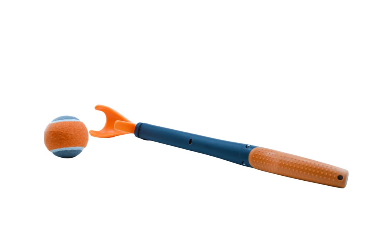 DOGBAR Fling Shot, Outdoor Collection, Orange Combo Pack with Tennis Ball, Arm Ball Thrower/Launcher with Long Handle, Fetch Toy