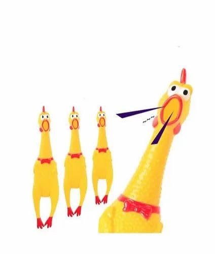 Aqualyf Pets Squeaky Chicken Dog Toy, Interactive Pet Toy With 360 Rotation, Durable Rubber Chew Toy, Yellow