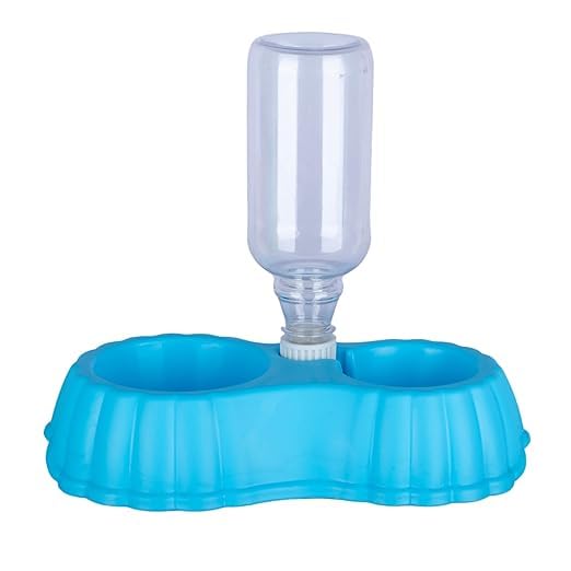 Elektriglow 2In1 Cat Water Food Bowl Set, Pet Water Dispenser, Cat Food & Water Dispenser Bowls & 500Ml Bottle, Pet Dog Cat Wa