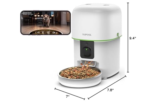 Automatic Cat Feeder with Camera - 5G WiFi Auto Cat Food Dispenser, 1080P HD Video with Night Vision, 1-15 Meals, 1-99 Portions,
