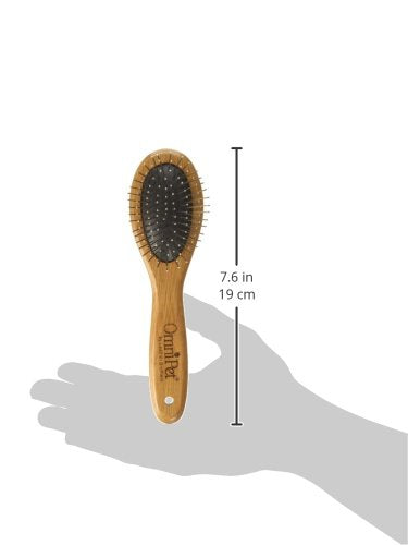 Omnipet Pro-Finish Bristle And Pin Grooming Brush Combination With Carbonized Bamboo Handle, Small, 7.5'
