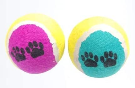 Rvpaws Dog Toys Tennis Ball Paw Printed Dog Ball (Color May Vary, Pack Of 2)