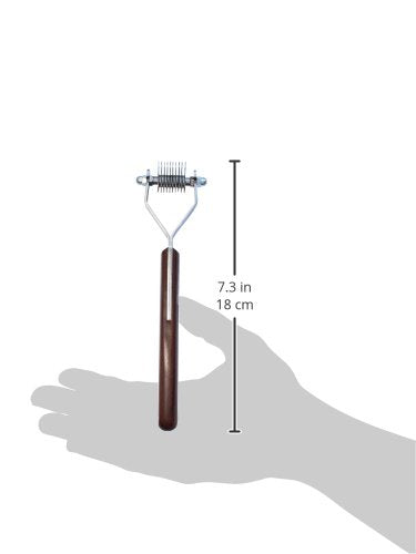 Mars Coat King Mini Dematting Rake Tool - 10-Blade Fine, Stainless Steel, Wooden Handle, Made in Germany