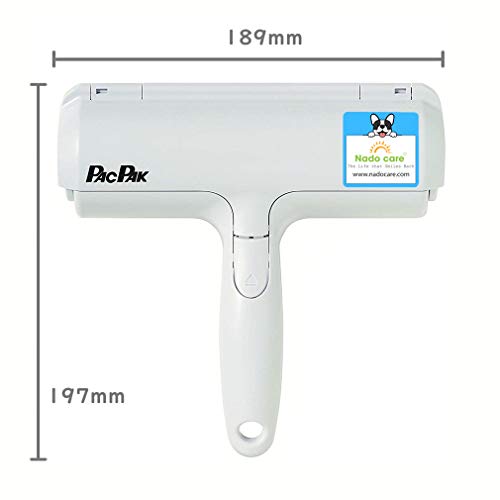 Nado Care Pet Hair Remover - Self-Cleaning Lint Roller for Dogs & Cats - White, Plastic Model Nado-R