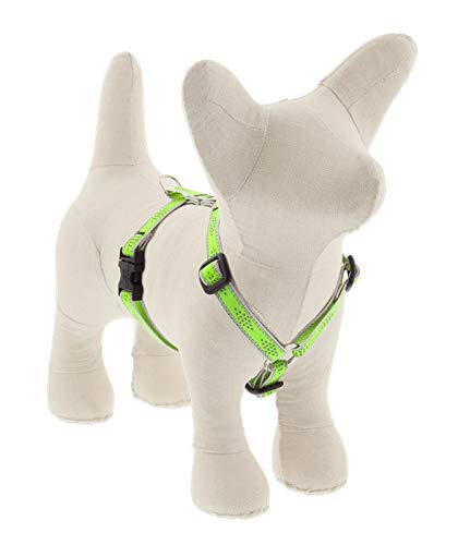 Lupine Reflective Extra Small Adjustable Dog Harness 1/2'' Wide Green Diamond with 9-14'' Girth