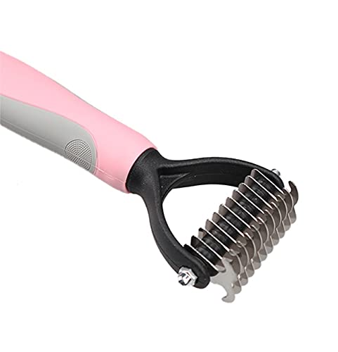 Alexvyan Pink Pets Fur Knot Cutter Professional Grooming Hair Removing Brush For Dogs And Cats And Other Pet DeMatting Comb Wit