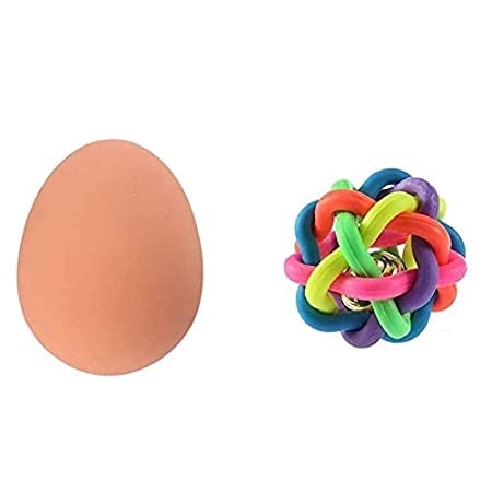 Woofy Dog Bouncing Egg Chew Toy And Interactive Rainbow Ball Puppy Teething Toy For Dogs & Puppies (Multicolor)