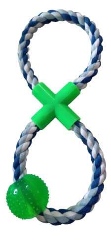 Dog Trust Imported, Tennis Ball, Rope Tug, Chew Toy For Puppy/Dog With Rubber Ball (Green)