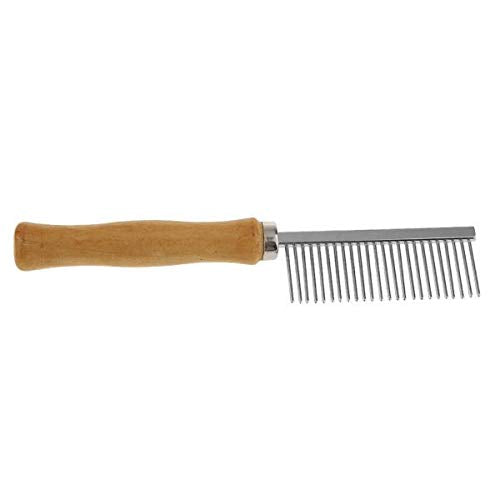 Ujeavette 2X Pet Hair Flea Comb Stainless Steel Pin Dog Grooming Brush Wooden Grip Handle, Reusable Animal Hair Removal Brush Fo