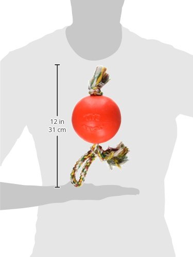 Jolly Pets Romp-N-Roll Rope And Ball Dog Toy, 4.5 Inches/Small, Orange