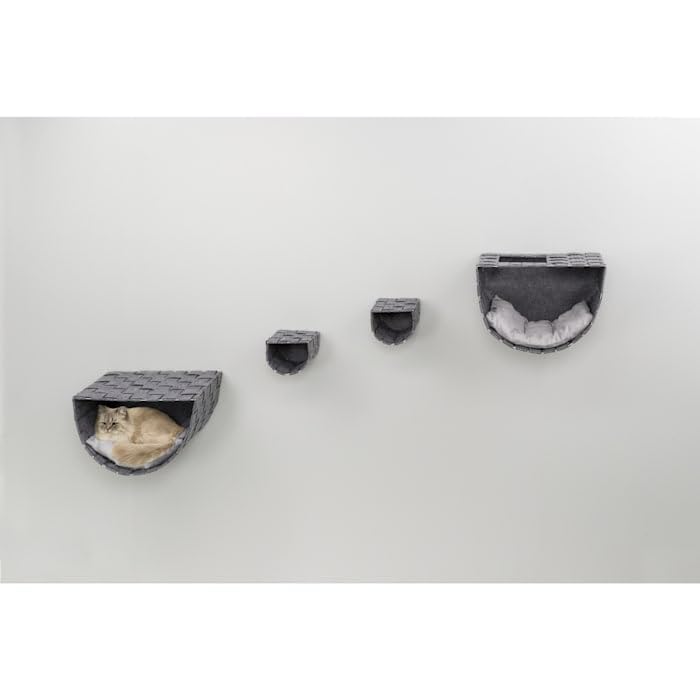 Trixie Frehi Wall Mount Cat Condo Set, 2 Condos And 2 Steps, Dark Gray