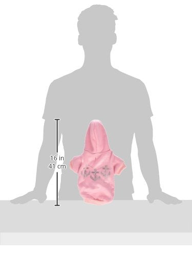 Mirage Pet Products 8-Inch Rhinestone Anchors Hoodies, X-Small, Pink