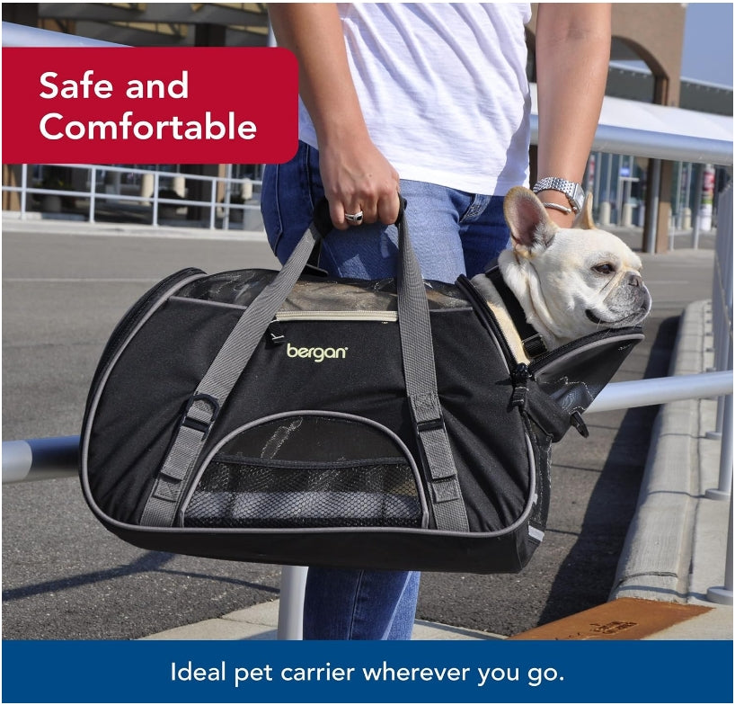 Bergan Comfort Carrier for Pets, Large, Black - 19L x 10W x 13H, Durable and Stylish Travel Solution