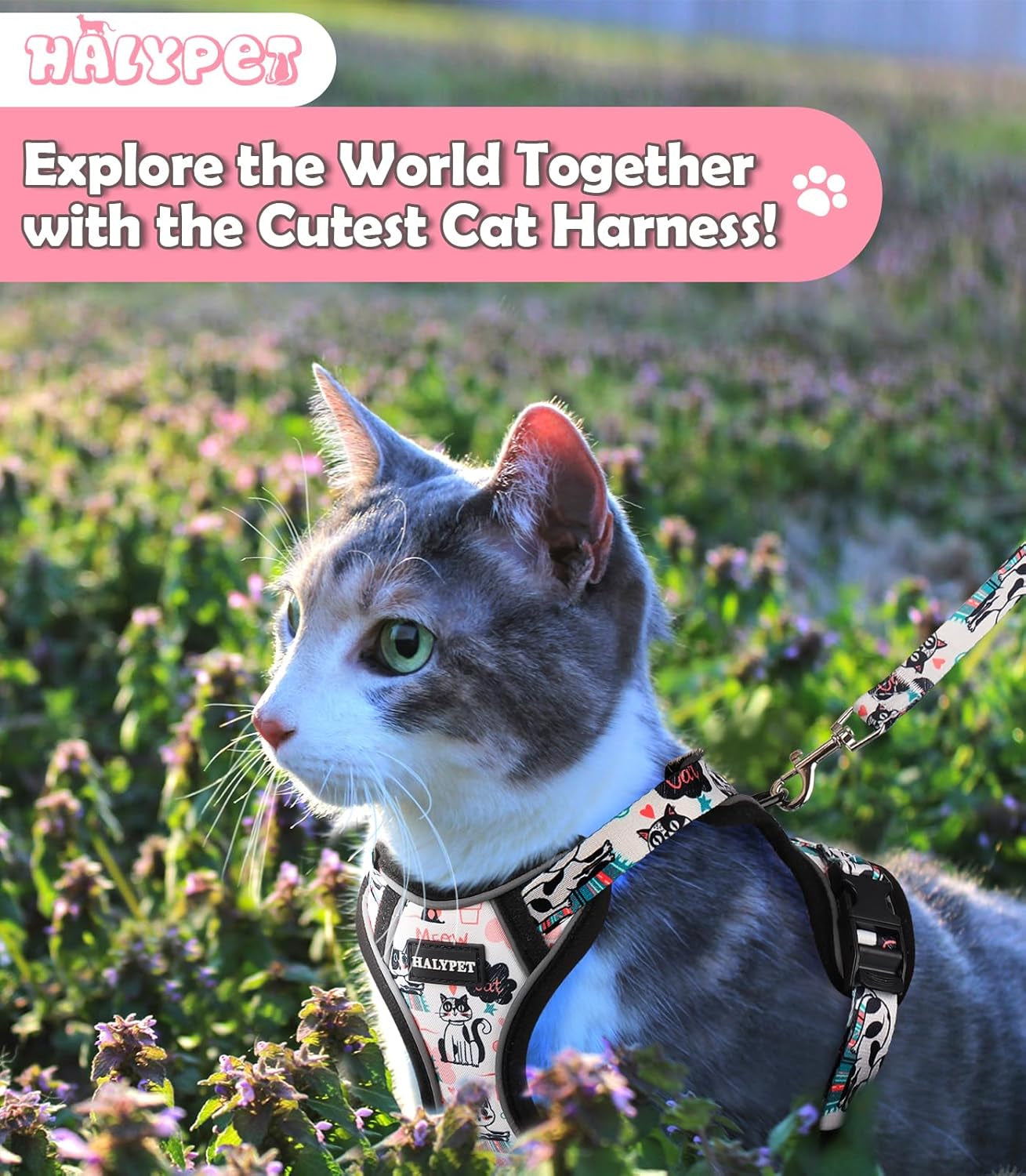 Cat Harness and Leash Set Escape Proof Reflective Adjustable Vest